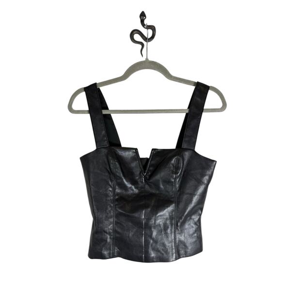 Amanda Uprichard Nia Cropped Top Faux Leather Sexy Edgy Classy Party Concert S - Picture 3 of 10